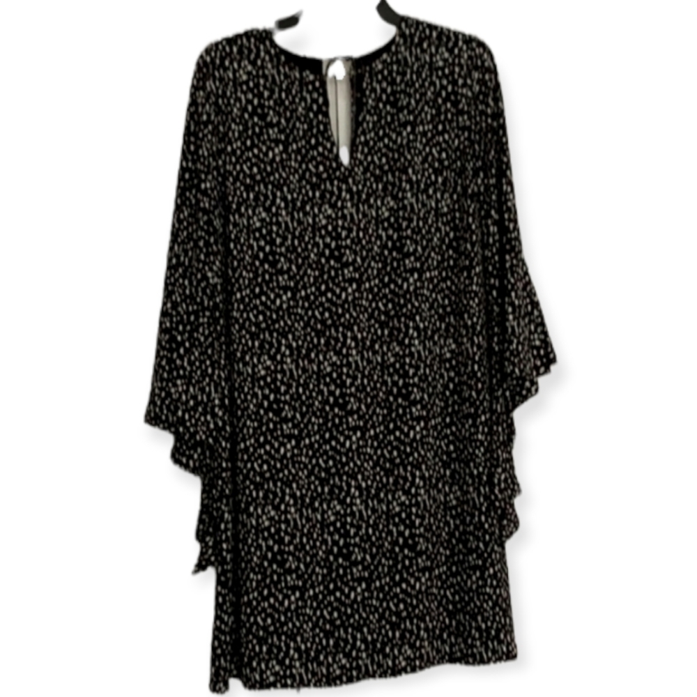 Kaari Black White Green Bell Sleeve Dress Sz 12